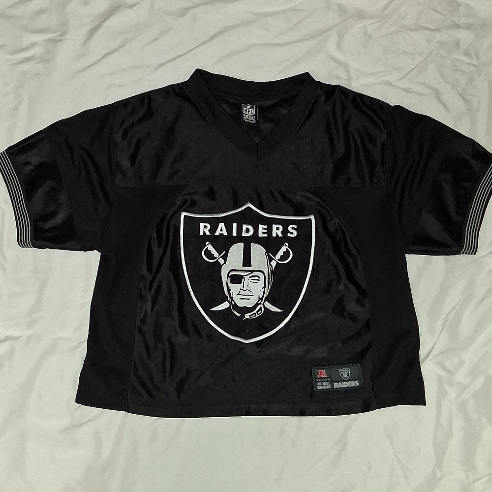 Las Vegas Oakland Los Angeles Raiders Cropped Football Jersey Flowy Crop Top